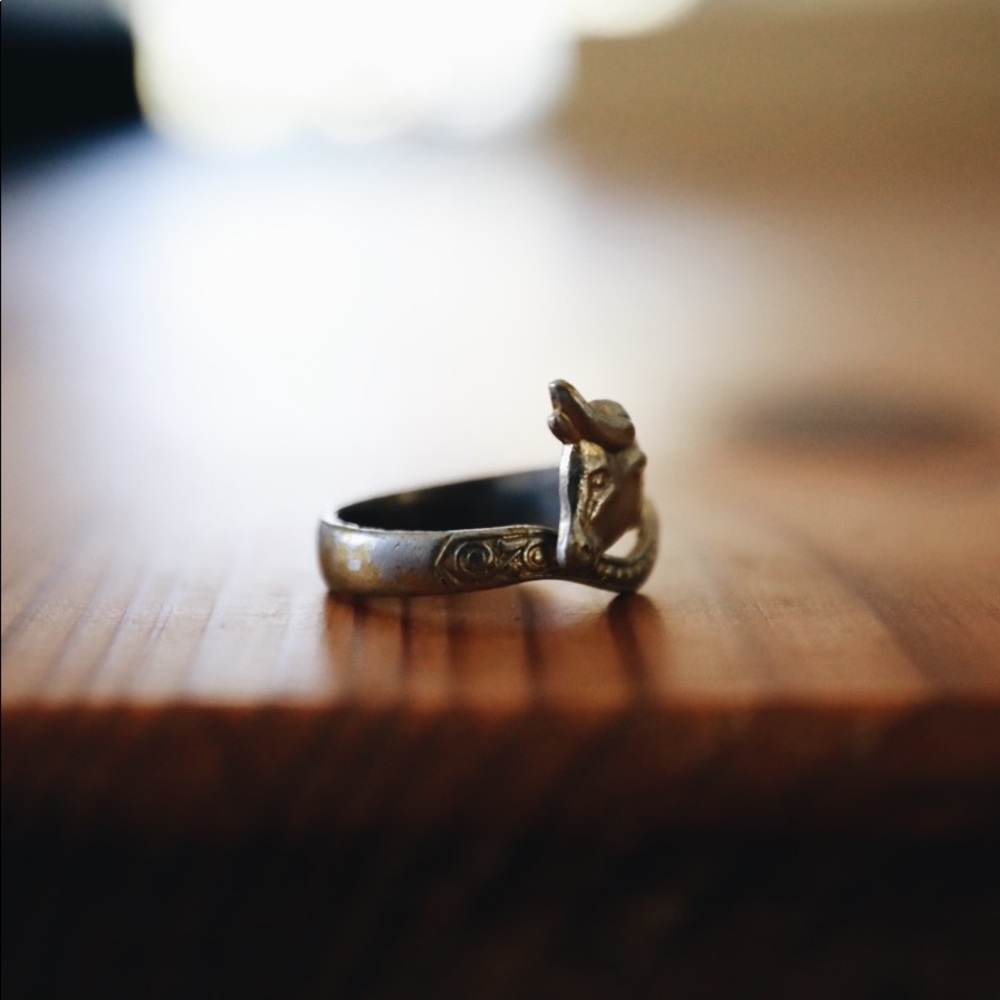 Vintage Sterling Silver Cow Ring Size 7 - Picture 4 of 4
